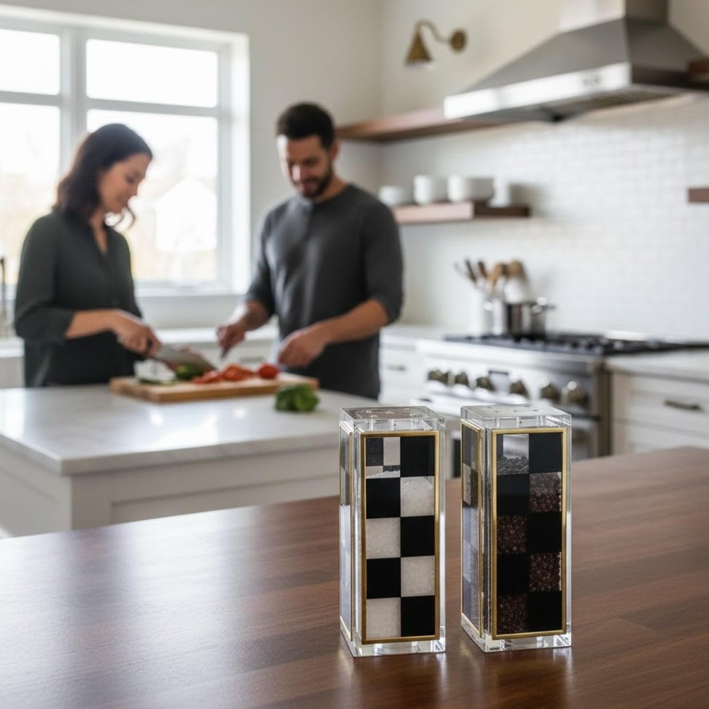 Black Checkered Salt and Pepper Shaker Set