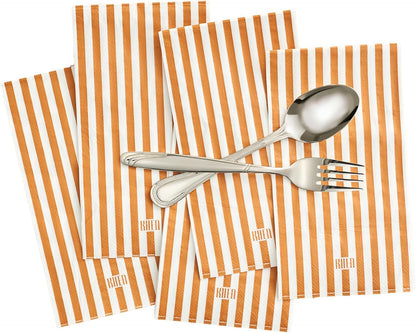 Orange Striped Disposable Dinner Napkin Set of 50