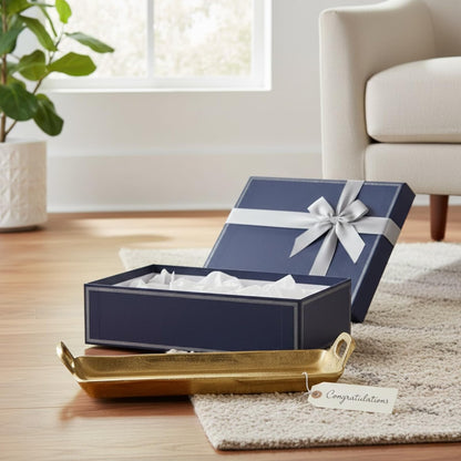 Small Gold And Aluminum Decorative Serving Tray