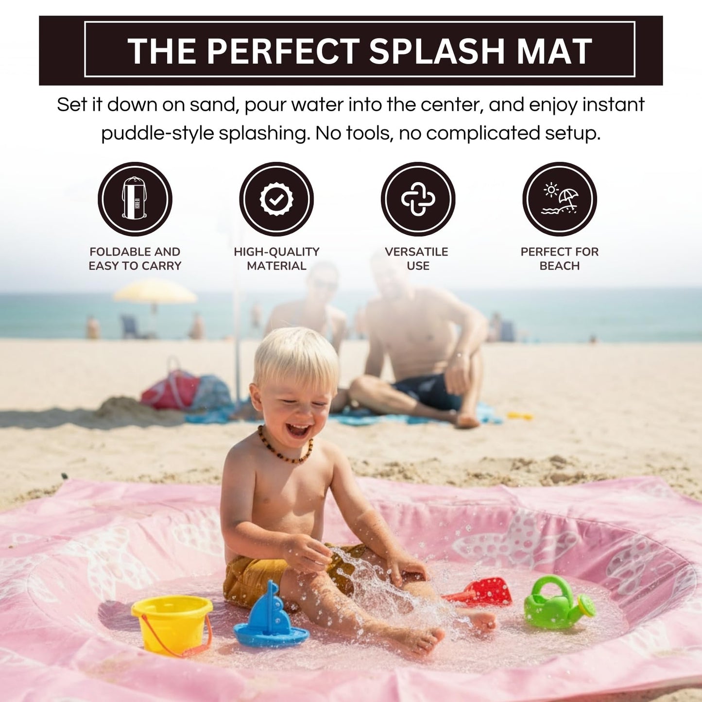 Pink Baby Beach Splash Mat And Sand Barrier