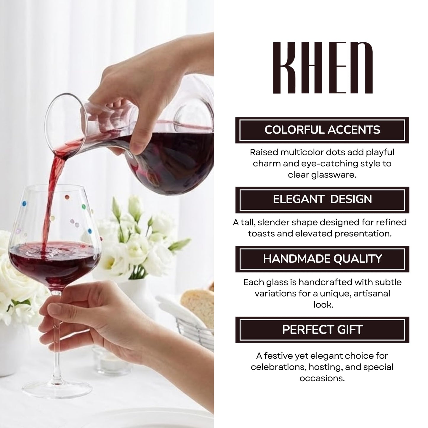 Confetti Stemmed Wine Glasses Clear Set of 2