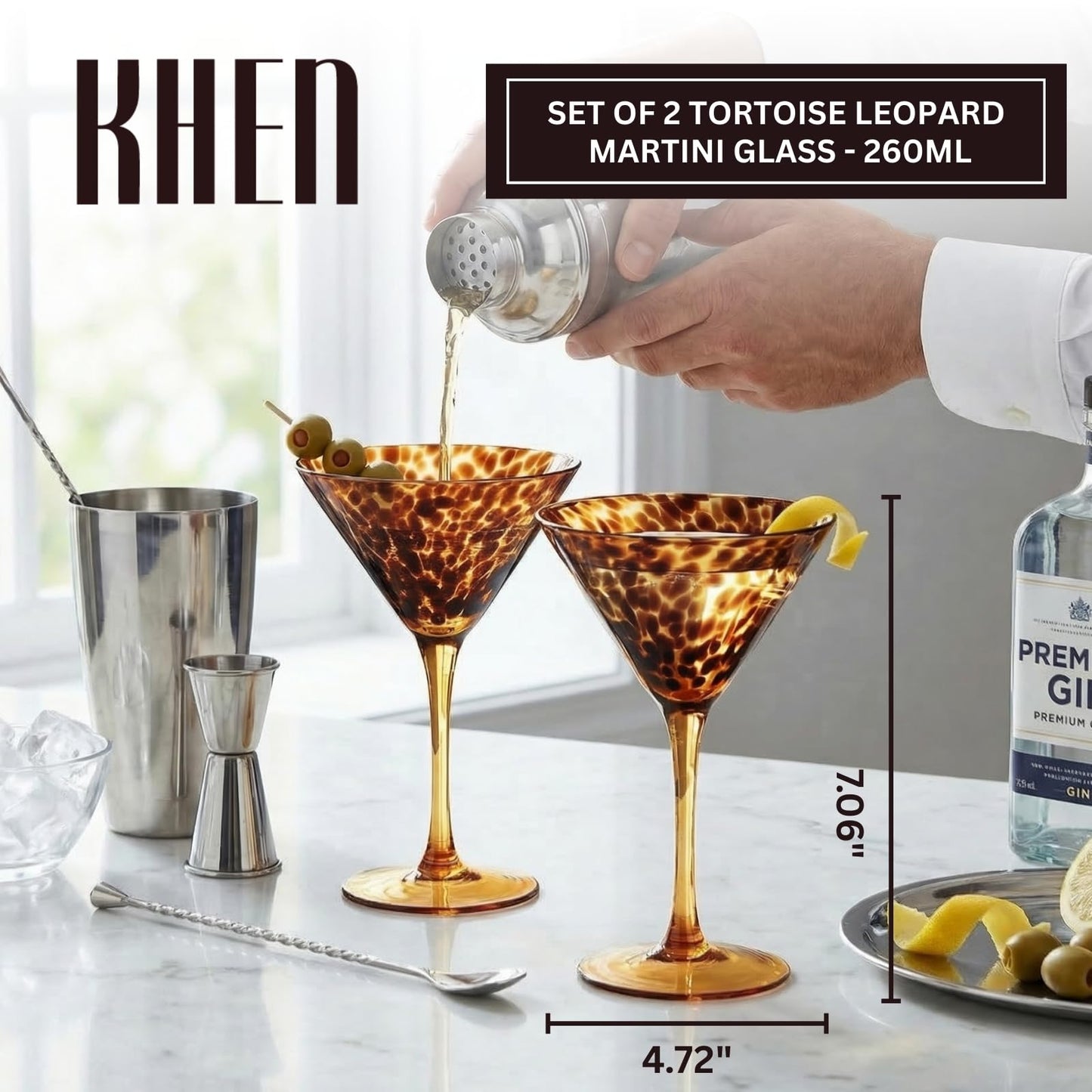 Tortoise And Leopard Print Martini Glass Set