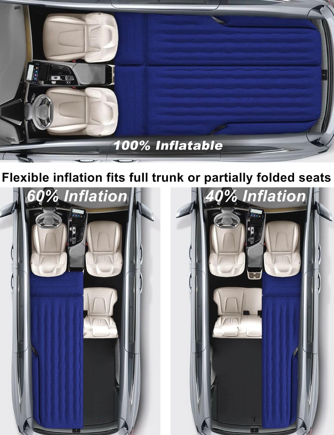Umbrauto SUV air mattress 1.0 navy blue, fits full trunk with rear seats folded on Tampa Home & Garden Store