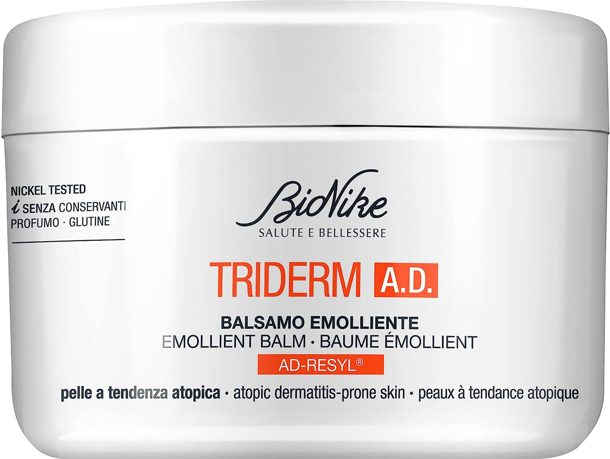 BioNike Triderm A.D. emollient balm jar for atopic skin white container on Tampa Home & Garden Store