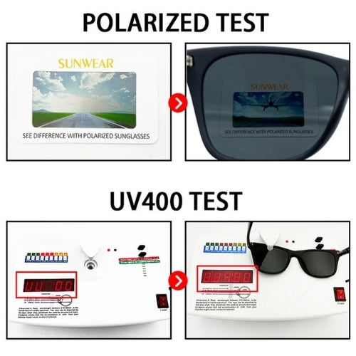 Polarized square sunglasses UV400 driving travel shades two-panel display on Tampa Home & Garden Store
