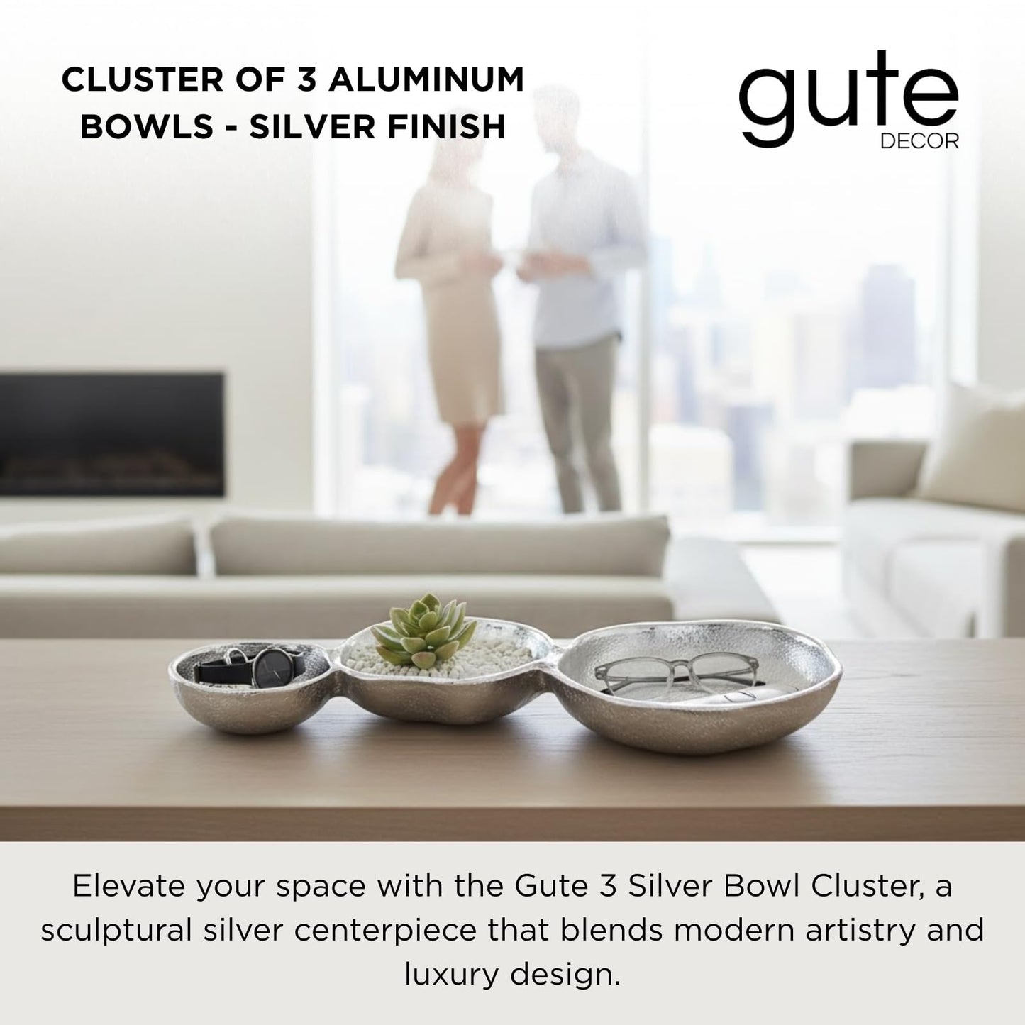 Cluster of Bright Silver Decorative Snack Bowls
