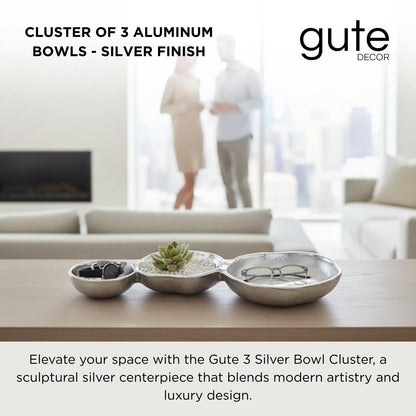 Cluster of Bright Silver Decorative Snack Bowls
