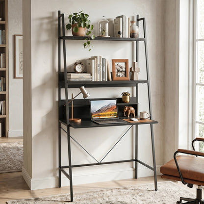 Freestanding Laptop Desk with Open Shelves