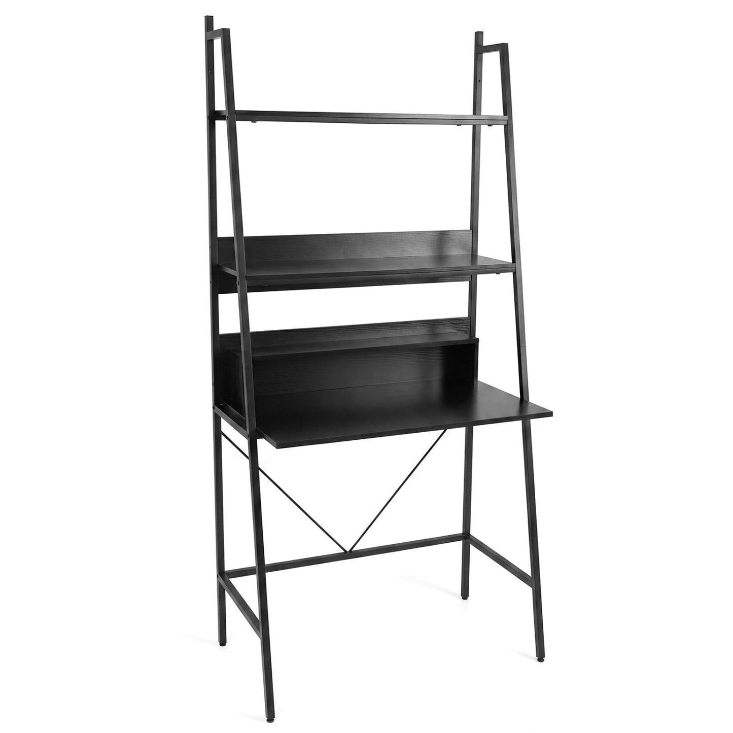 Freestanding Laptop Desk with Open Shelves