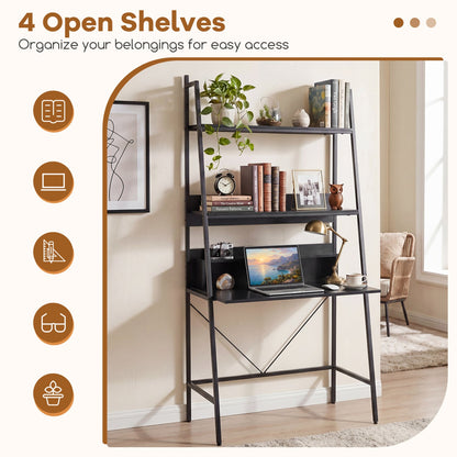 Freestanding Laptop Desk with Open Shelves