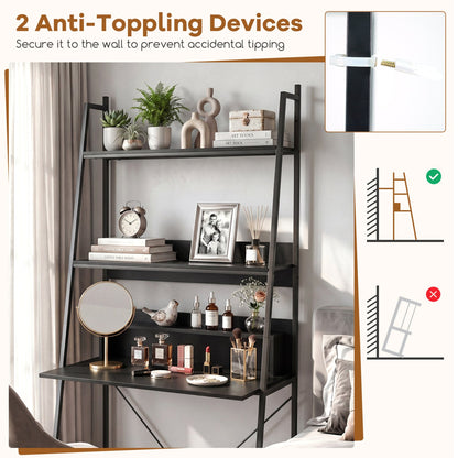 Freestanding Laptop Desk with Open Shelves