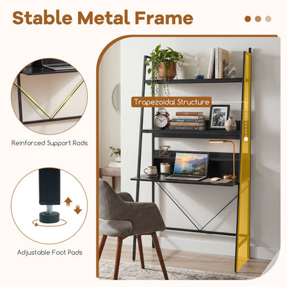 Freestanding Laptop Desk with Open Shelves