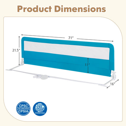 71 Inch Extra Long Swing Down Bed Guardrail with Safety Straps