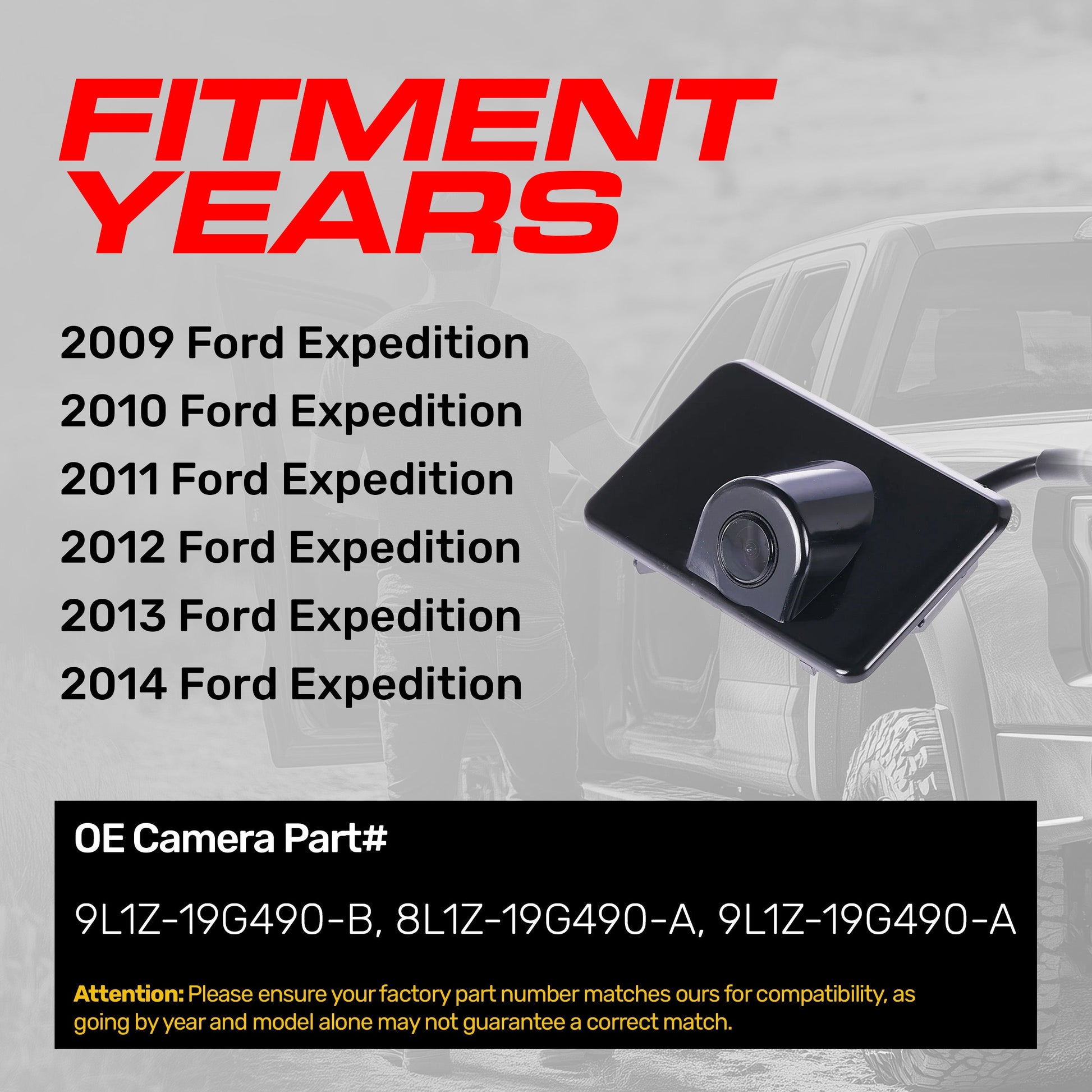 Ford Expedition OEM backup camera Master Tailgaters, OE part 8L1Z-19G490-A and 9L1Z-19G490-A on Tampa Home & Garden Store