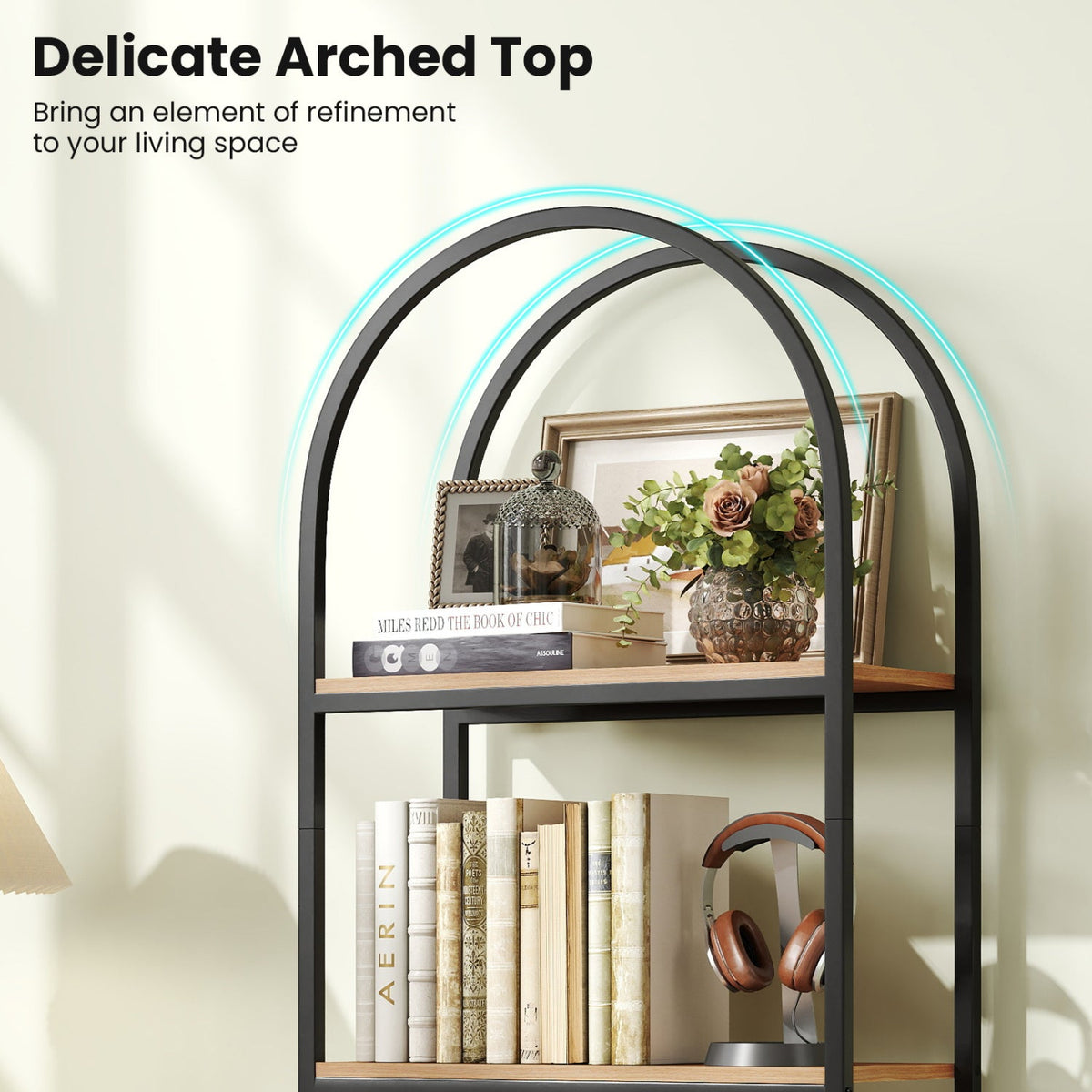 4-Tier Arched Bookcase with Black Metal Frame and Wood Shelves DirectDeals 71in tall on Tampa Home & Garden Store