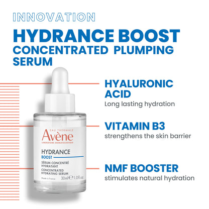 Avene Hydrance Boost Serum Concentrate 30ml white glass bottle with dropper skincare on Tampa Home & Garden Store