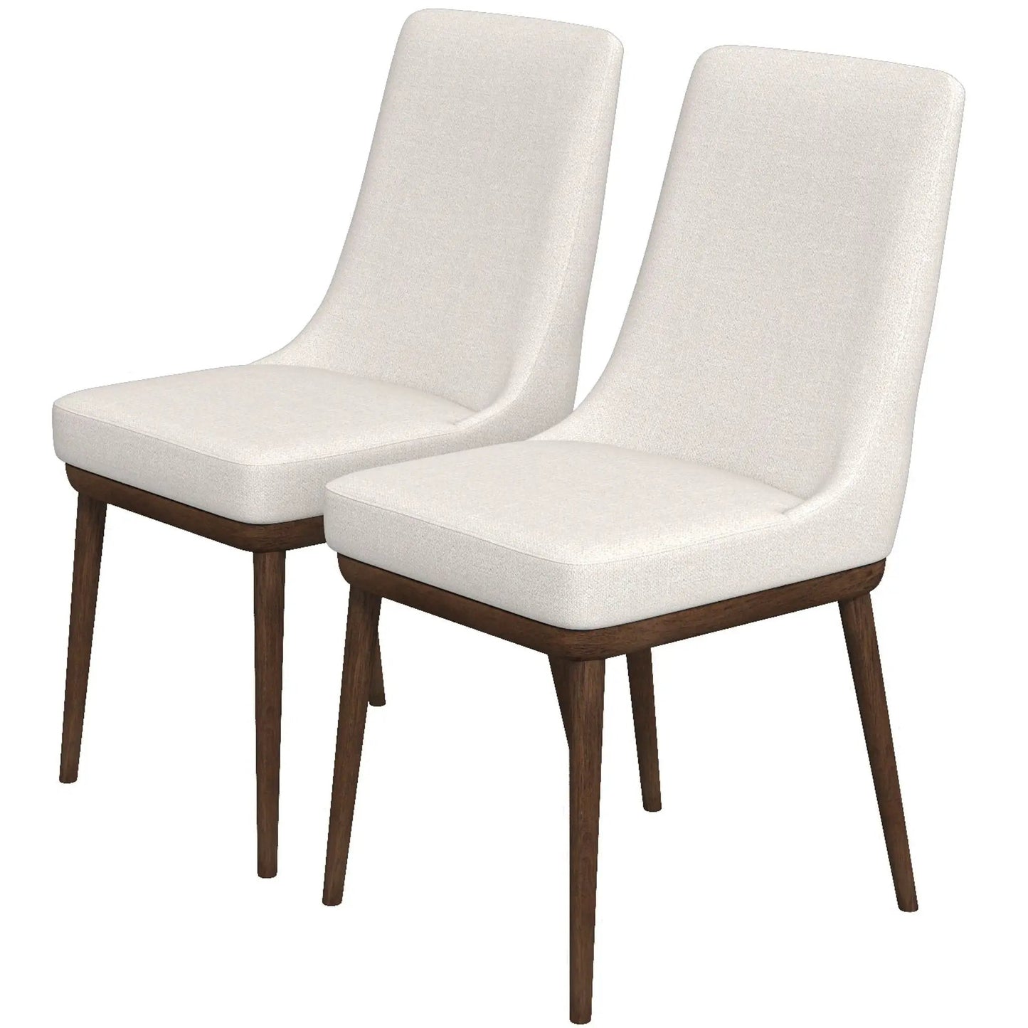 Kate - Mid-Century Modern Dining Chair Set of 2, white fabric with dark wood legs on Tampa Home & Garden Store