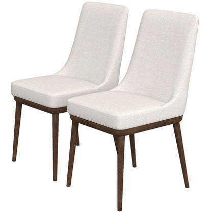 Mid-Century Modern dining chair set of 2, cream upholstery, solid wood legs on Tampa Home & Garden Store