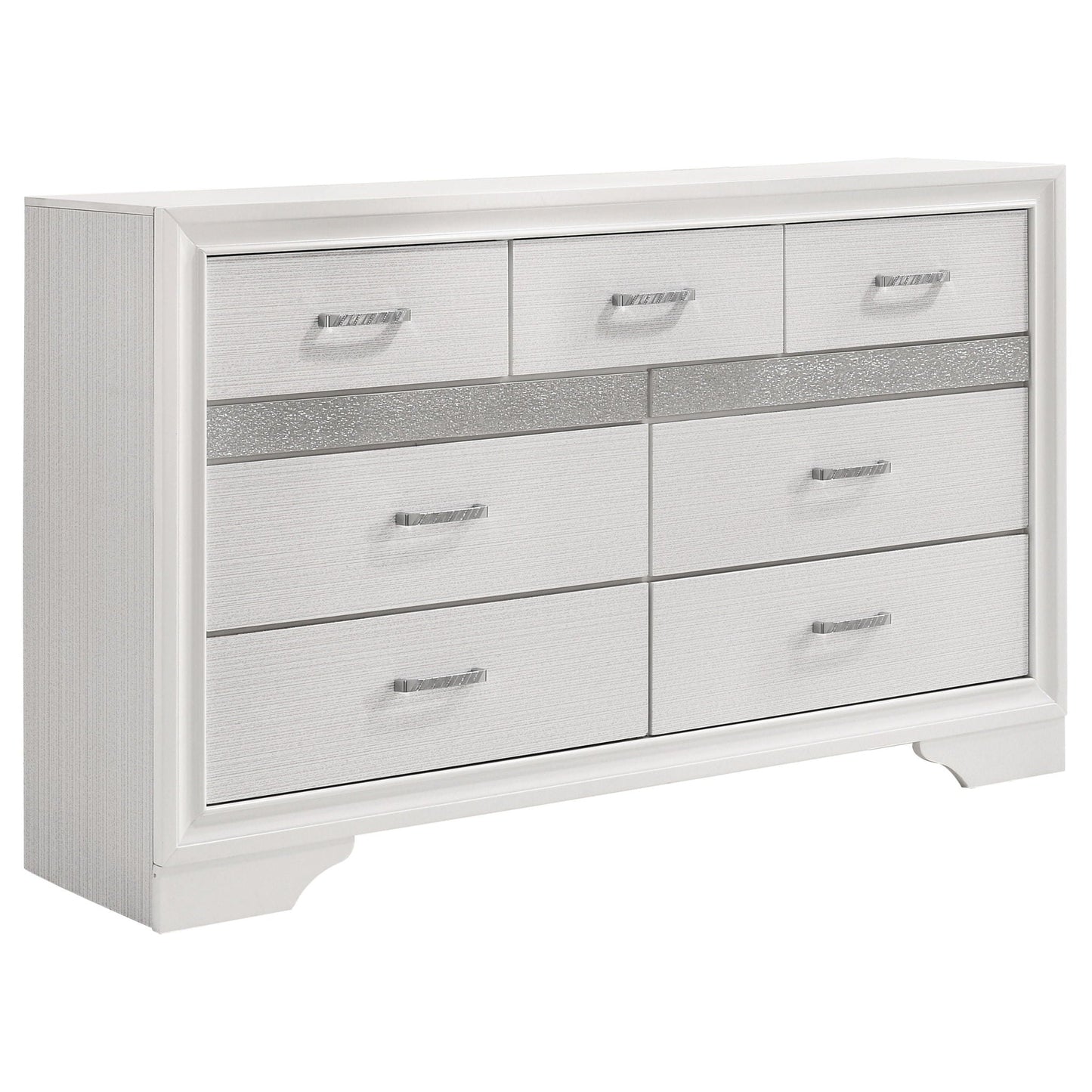 Corbin Glittering Bedroom Set, 4-Piece dresser with silver glitter fronts by HouseOfZazla on Tampa Home & Garden Store