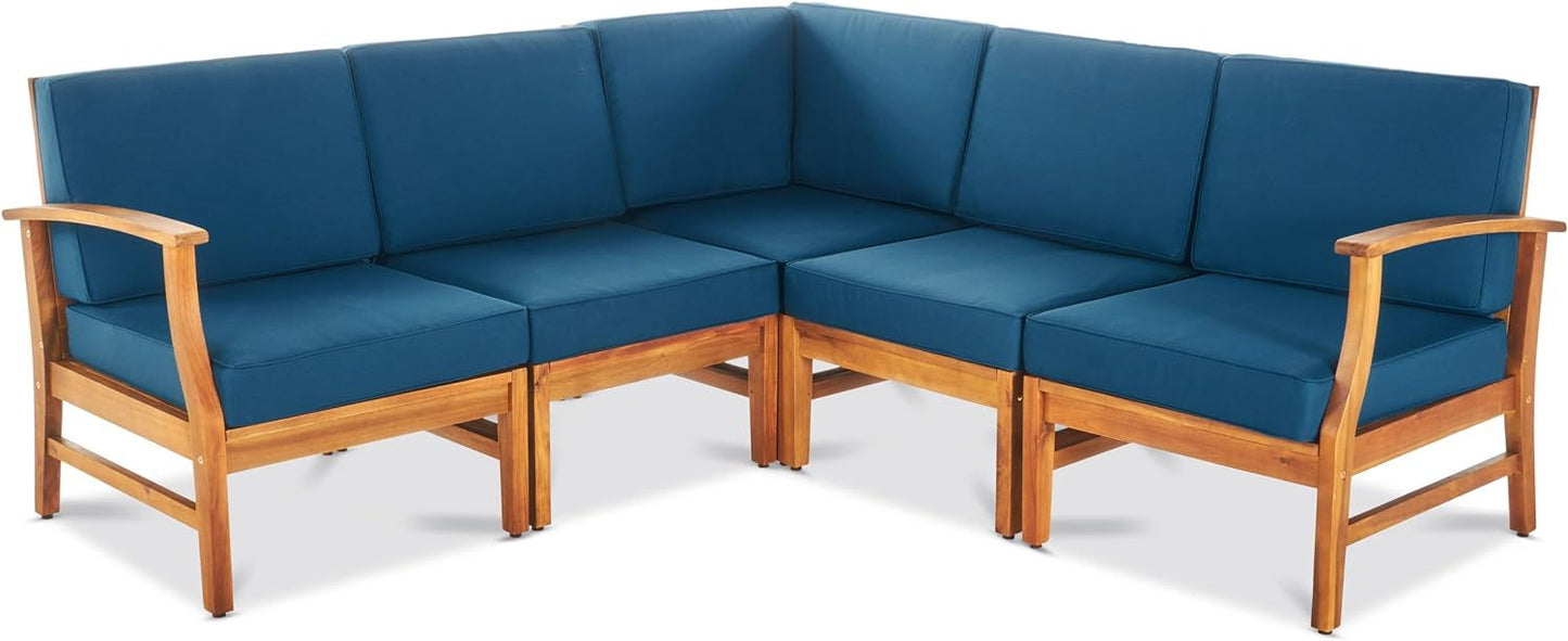 Perla 5 Pieces Outdoor Wood Patio Sofa Set