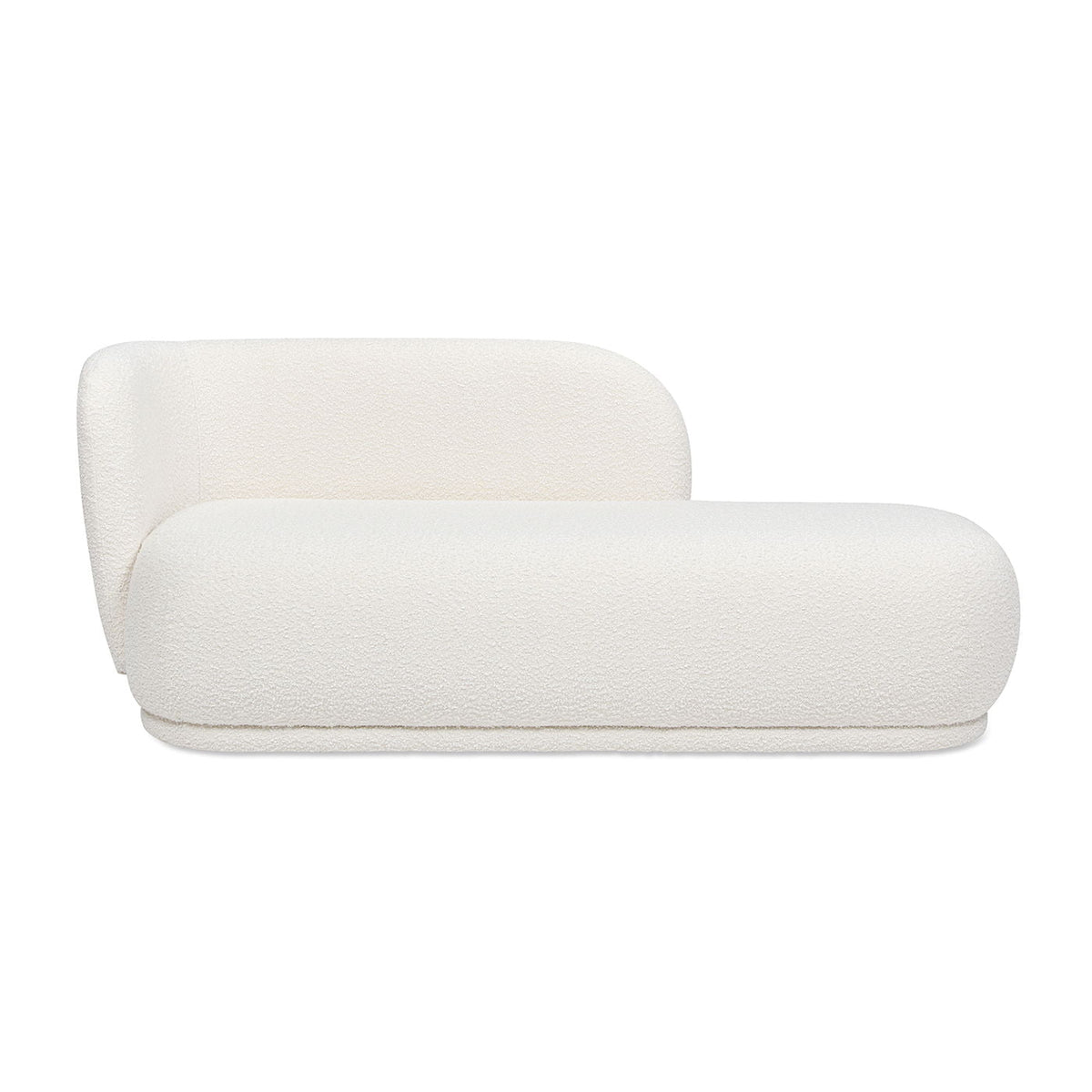 Ivory white modern rounded chaise lounge with faux sheepskin upholstery by HouseOfZazla on Tampa Home & Garden Store