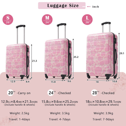 Hardshell Luggage Set 3-Piece Spinner with TSA Lock pink floral by HouseOfZazla on Tampa Home & Garden Store