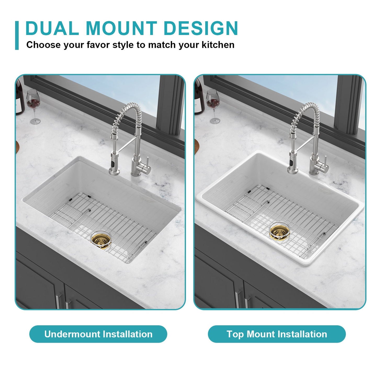 The Dual Mount Ceramic Single Bowl Kitchen Sink