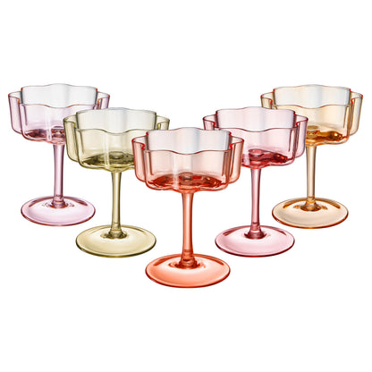 Flower Wave Coupe Cocktail Glasses Set of 5