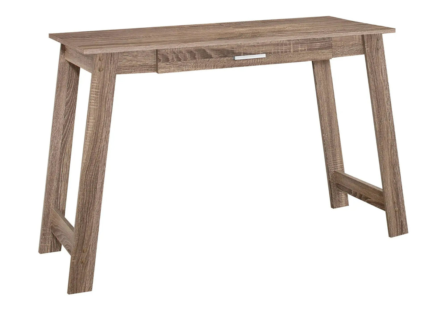 Writing desk in warm wood finish with a center drawer and slim metal handle on Tampa Home & Garden Store