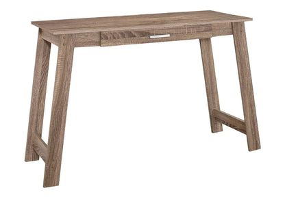 Writing desk in warm wood finish with a center drawer and slim metal handle on Tampa Home & Garden Store