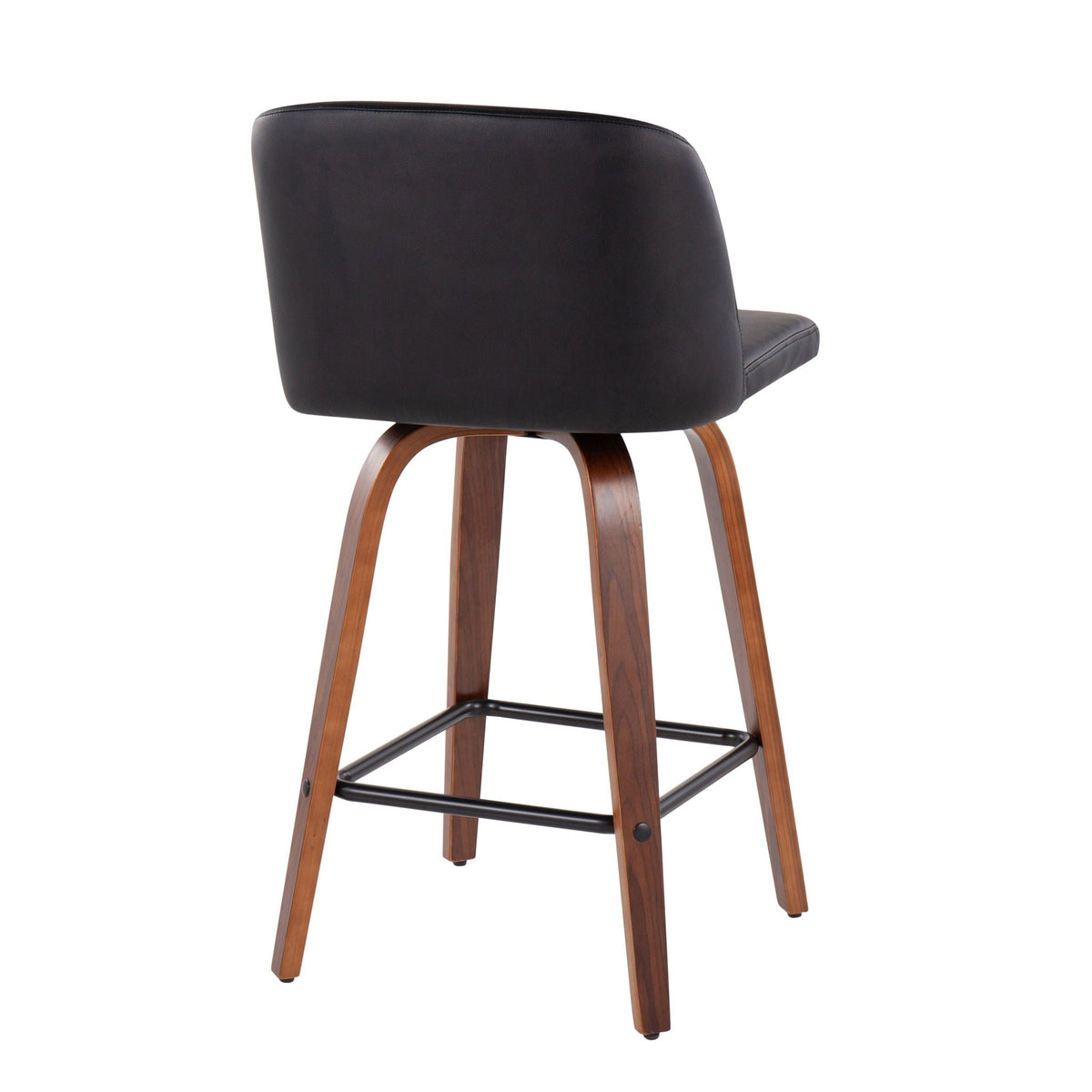 Toriano mid century modern counter stool set of 2, black upholstery, wood legs on Tampa Home & Garden Store