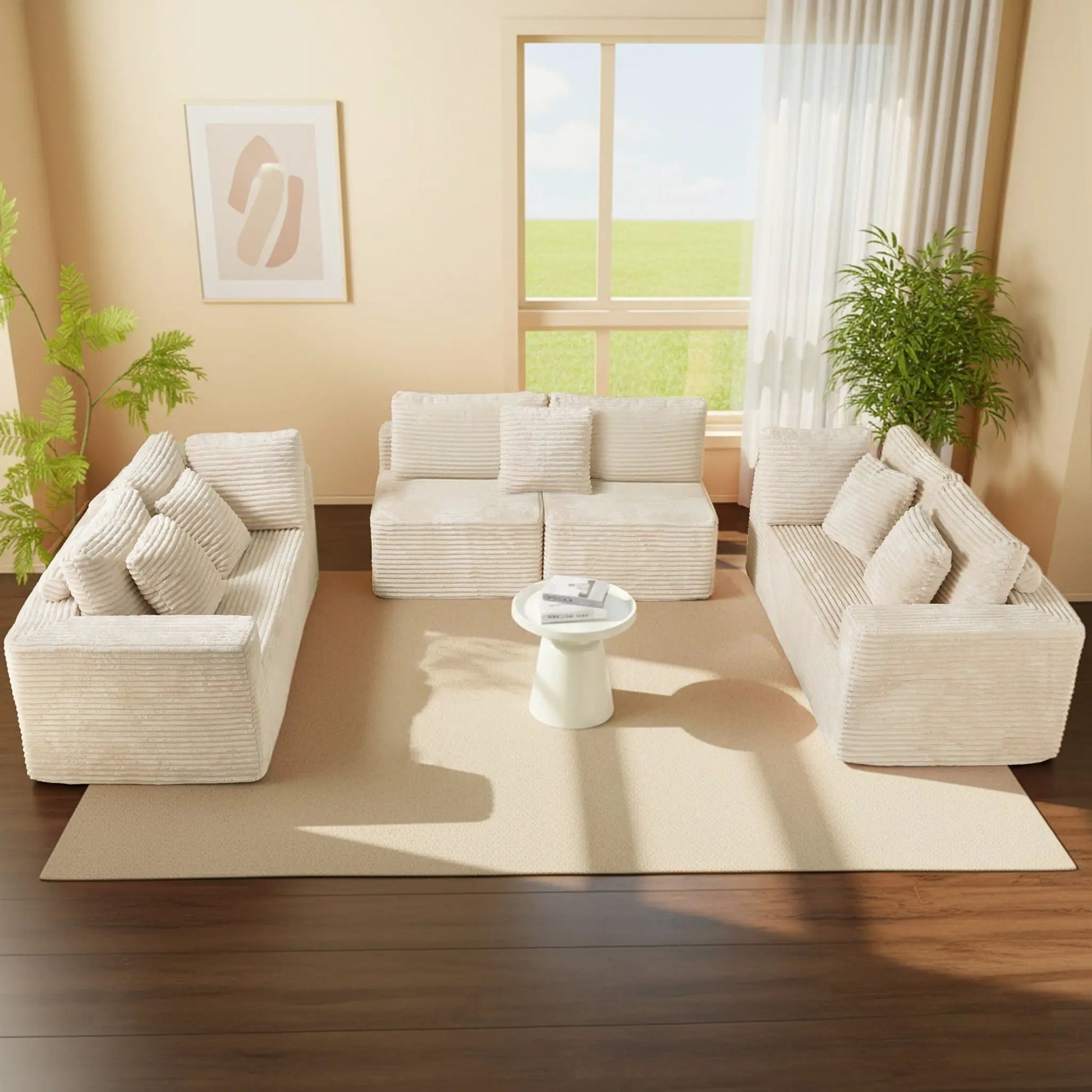 Modular U-shaped sectional sofa in beige fabric by Unique Piece Furniture on Tampa Home & Garden Store