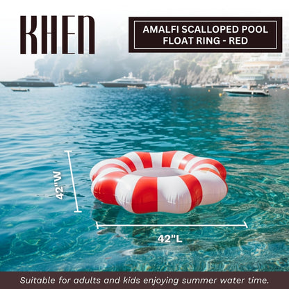Amalfi Scalloped Pool Float Ring in Red And White
