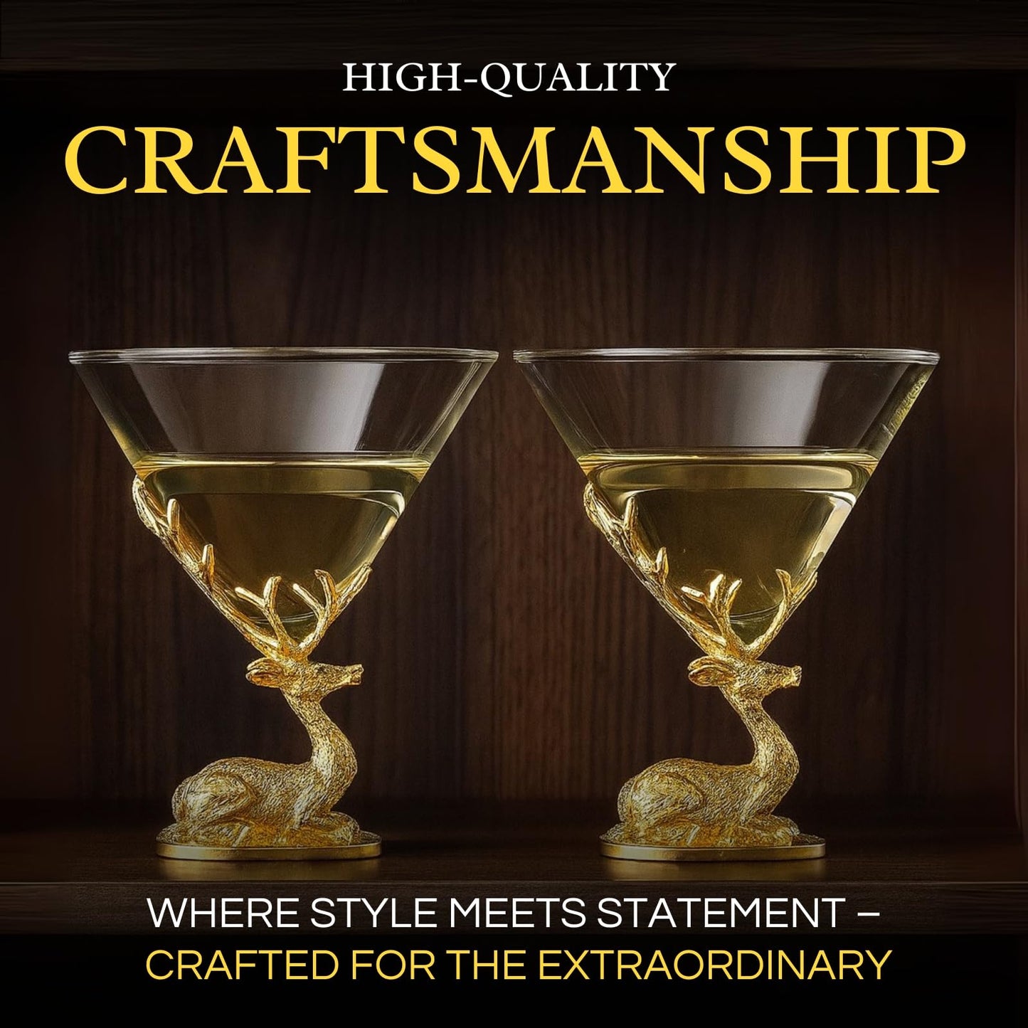 Stag Antler Cocktail Glasses Set of Two Gold