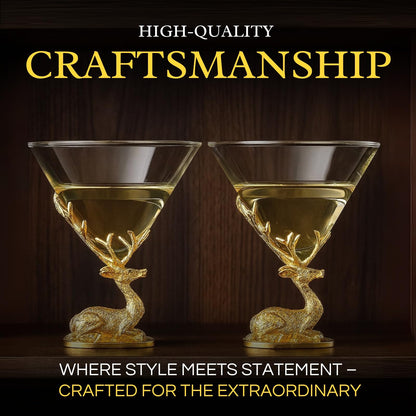 Stag Antler Cocktail Glasses Set of Two Gold