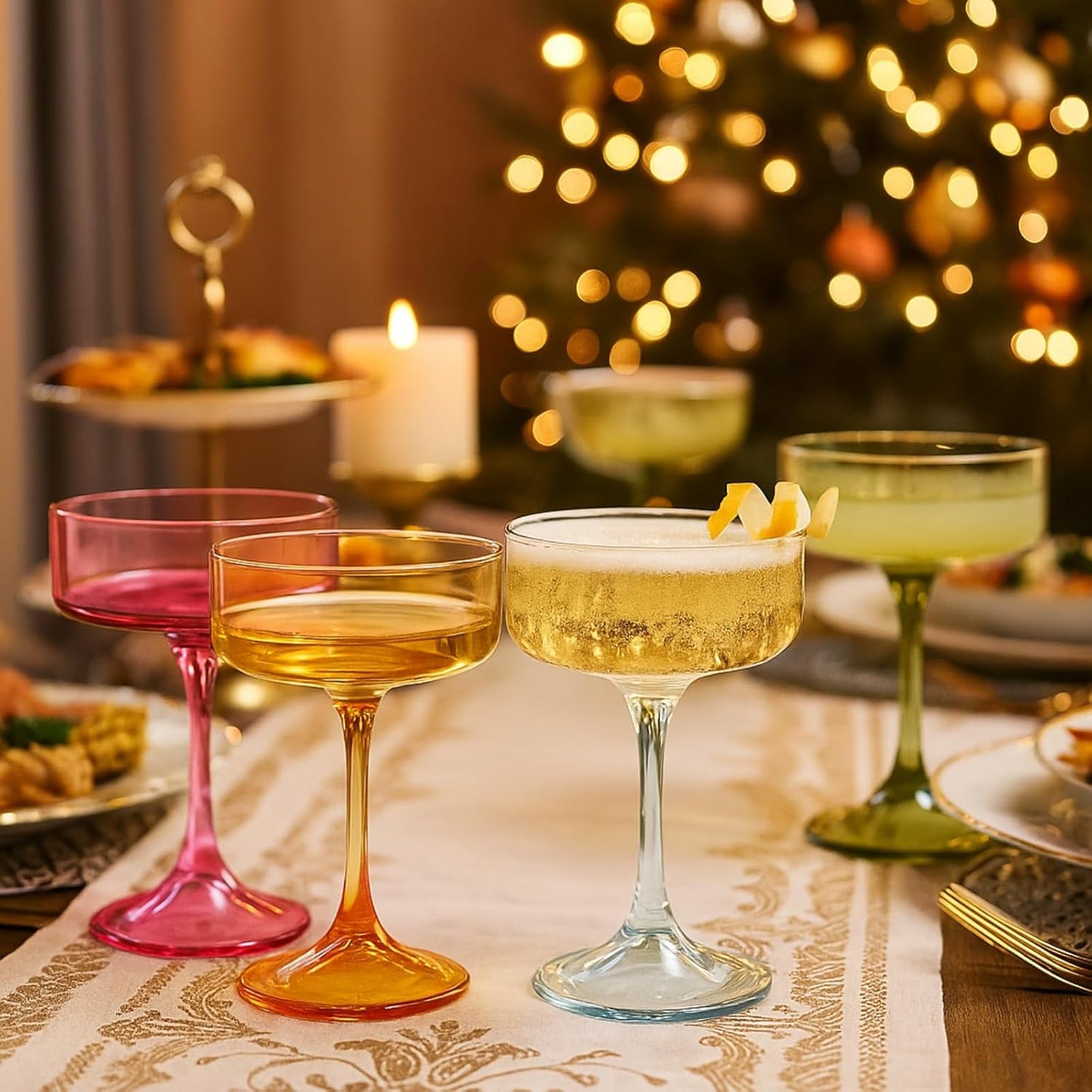 Khen Premium Four Multicolor Champagne Coupe Set