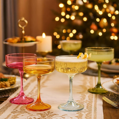 Khen Premium Four Multicolor Champagne Coupe Set