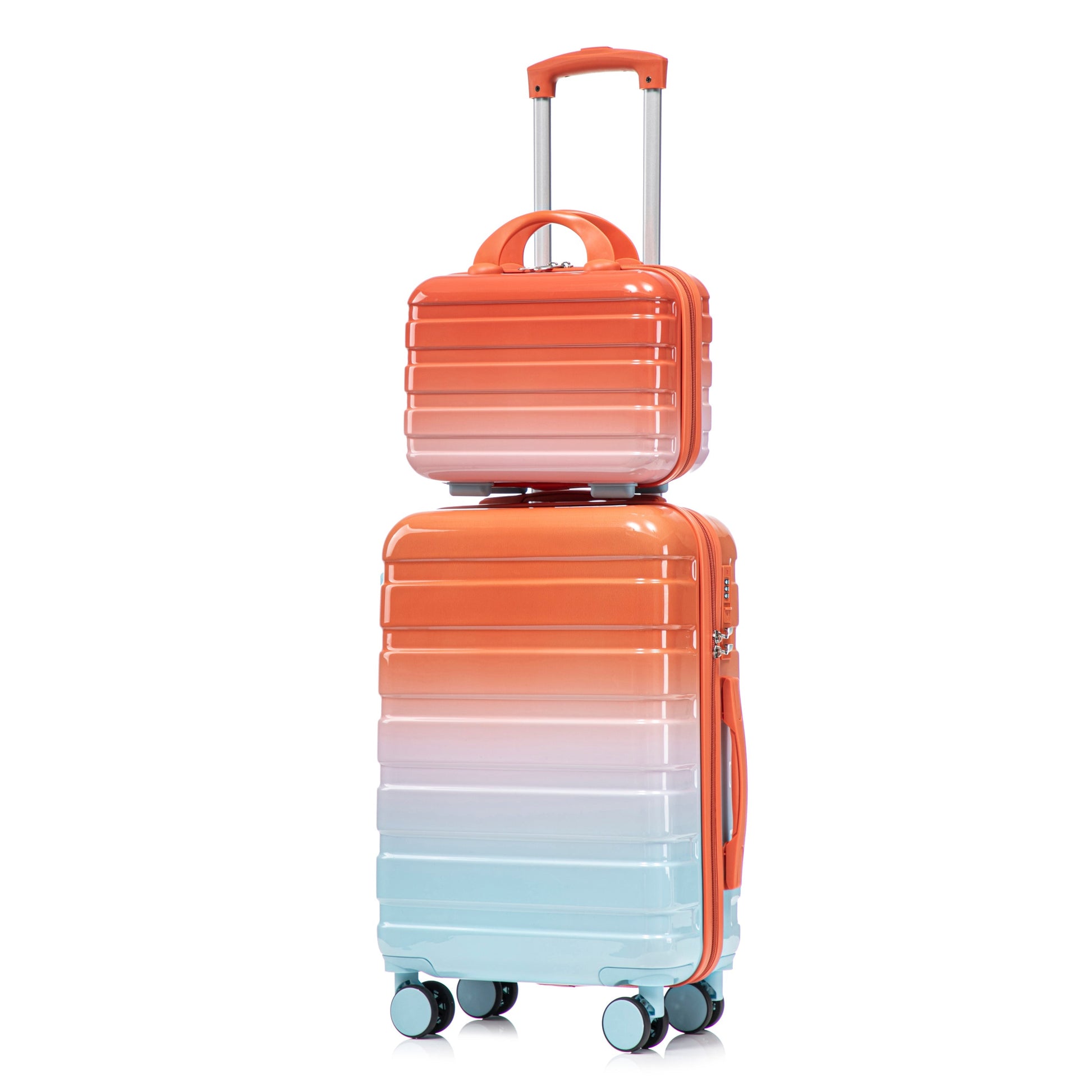 2pc PC spinner luggage set gradient orange to blue with lock by HouseOfZazla on Tampa Home & Garden Store