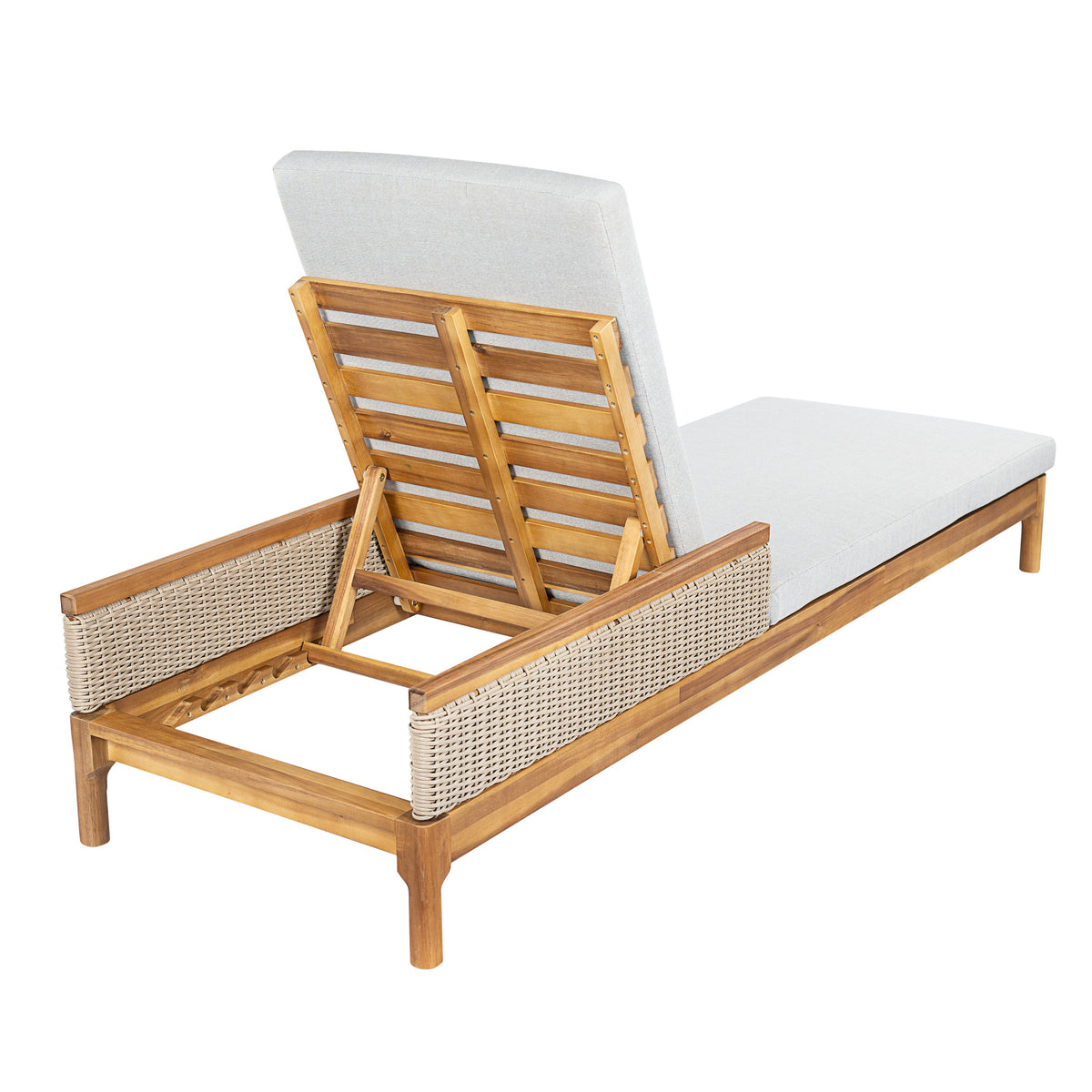 Sun loungers set (pair) in solid acacia wood with grey cushions HouseOfZazla outdoor on Tampa Home & Garden Store