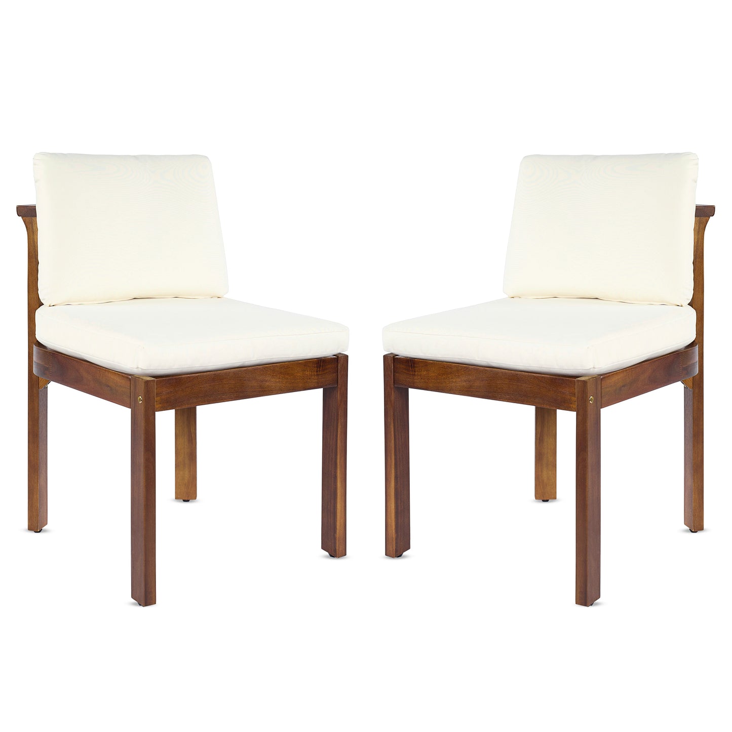 Set of Two Acacia Wood Outdoor Dining Chairs