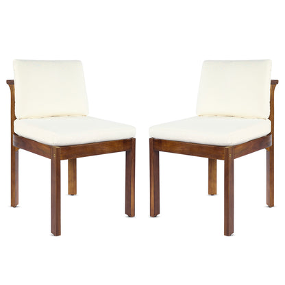 Set of Two Acacia Wood Outdoor Dining Chairs