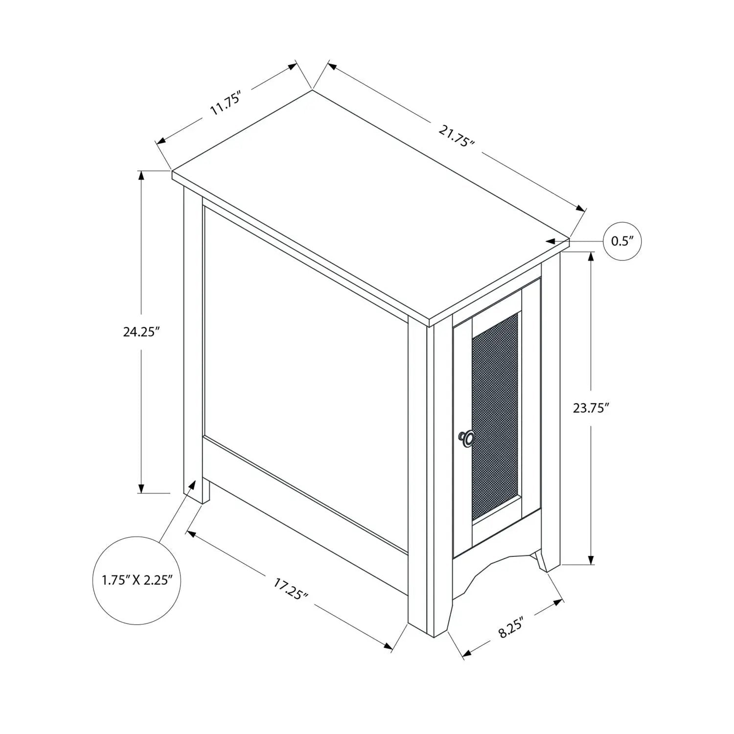 Accent end table Unique Piece Furniture with a mesh-panel cabinet door on Tampa Home & Garden Store