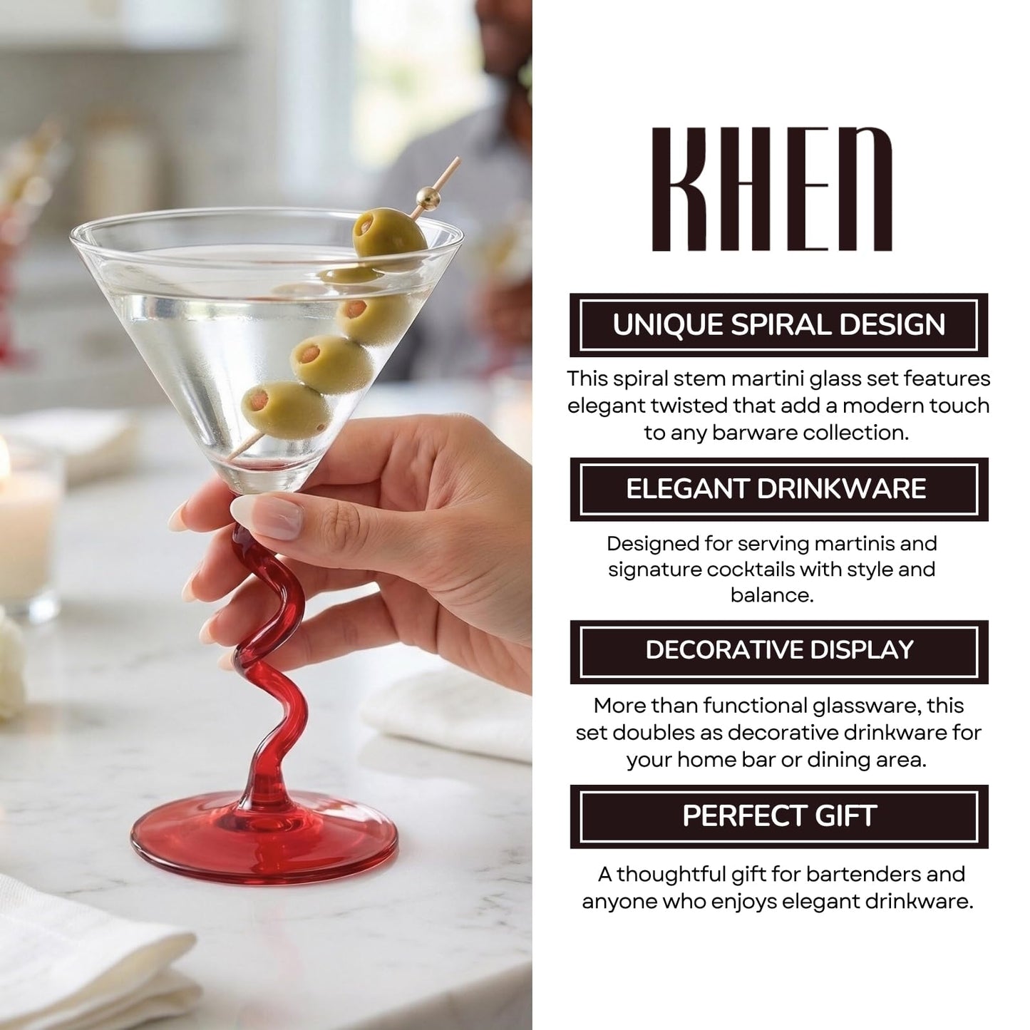 Spiral Stem Martini Glasses and Premium Barware
