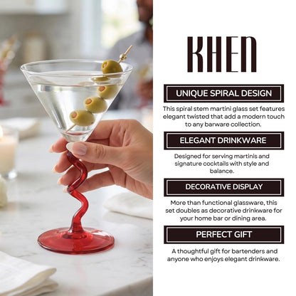 Spiral Stem Martini Glasses and Premium Barware