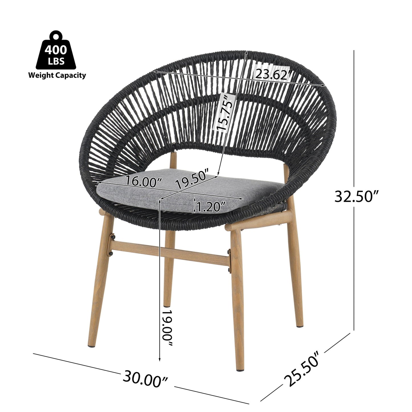 Cyril Rustic Modern Outdoor Papasan Dining Chair