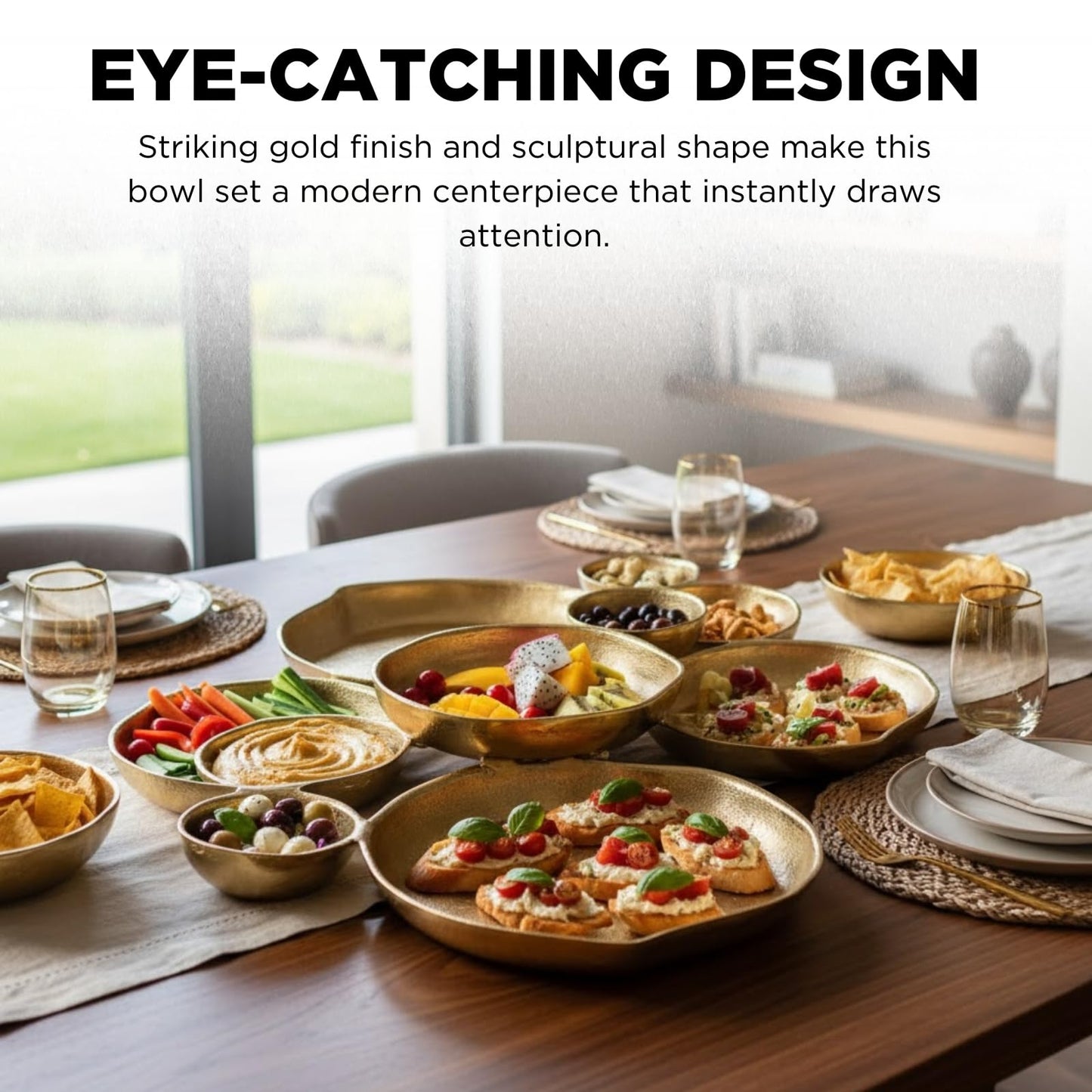 Modern Gold Cluster Serving Bowls Decor Tray