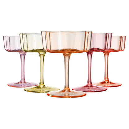 Flower Wave Coupe Cocktail Glasses Set of 5
