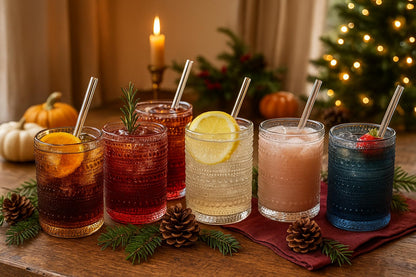 Khen Hobnail Drinking Glasses and Matching Straws