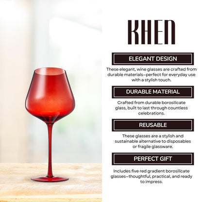 Large Khen Set of 5 Gradient Wine Glasses