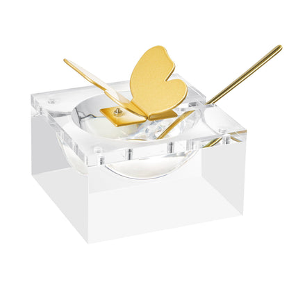 Clear Acrylic Butterfly Dish and Gold Spoon